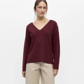 Olva burgundy v-neck ladies knit