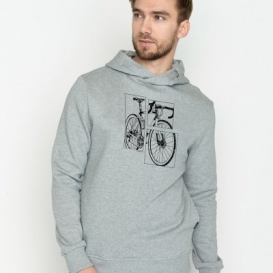 Bike Collage grey hooded men sweater 