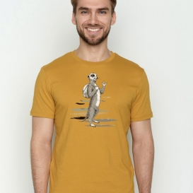 Meerkat Camping mustard men t-shirt