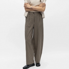 Vibeke brown checkered ladies barrel pants