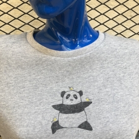 Panda Birds grey crew neck sweater