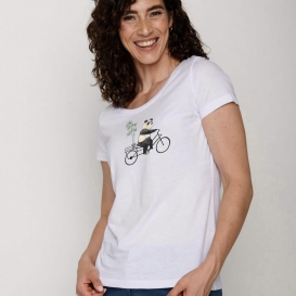 Panda Wheels white ladies t-shirt