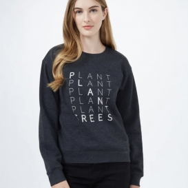 Planting Trees grey ladies crew neck sweater
