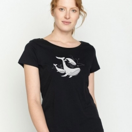 Free Whales black ladies t-shirt