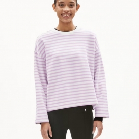 Fride lilac stripe crew neck sweater