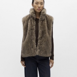 Nana sand fake fur ladies waistcoat