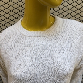 Solid cream crew neck knit 