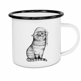 Sleepy Cat Emaille Coffee cup
