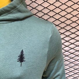 Black Spruce green melange hooded sweater