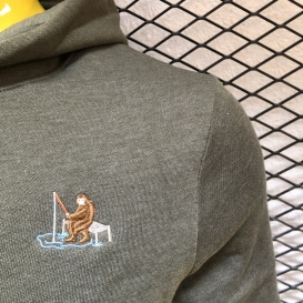 Hungry Sasquatch forest green hooded sweater