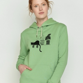 Lazy Cat green ladies hooded sweater