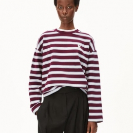 Bess burgundy striped ladies sweater