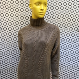 Ynse brown roll-collar knit 