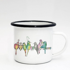 Birds On A Wire Emaille Coffee cup